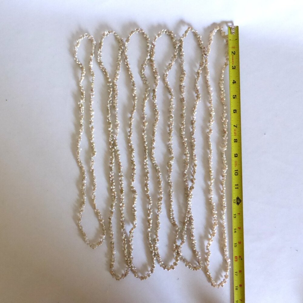 VINTAGE HAWAIIAN 32”-36” PIKAKE NATURAL MINI TURBO SHELL NECKLACE LEI SET OF 6 - Picture 6 of 8